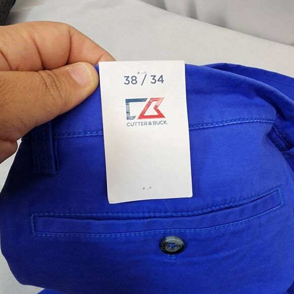 Cutter & Buck Men's 38 x 34 Voyager Classic Fit Stretch Cotton Chinos Blue - Picture 6 of 7